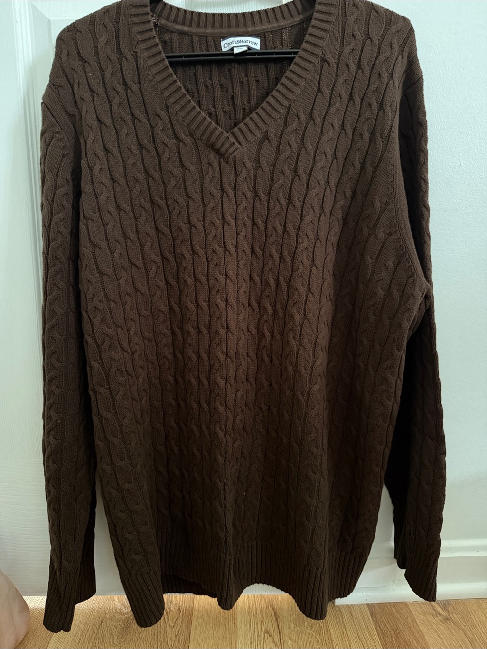 croft & barrow Brown Cable-Knit V-Neck Sweater size 2X